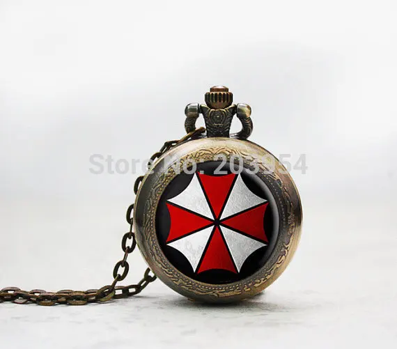 Movie Resident Evil Umbrella Pocket watches quartz 12pcs/lot Corporation necklace, geekery fashion Jewelry wholesale pendant
Movie Resident Evil Umbrella Pocket watches quartz 12pcs/lot Corporation necklace, geekery fashion Jewelry wholesale pendant