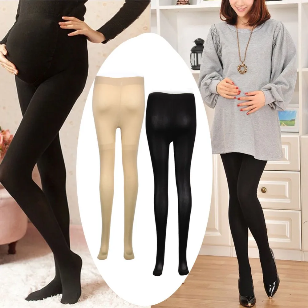 

2018 Black/Nude 120D Women Pregnant Maternity Tights Hosiery Solid Stockings Pantyhose Hot