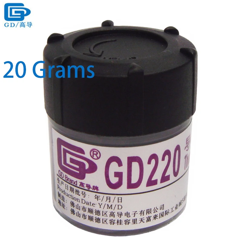 GD Brand Thermal Conductive Grease Paste Silicone Compound GD220 Heat Sink Plaster Net Weight 20 Grams Gray For CPU Cooler CN20
GD Brand Thermal Conductive Grease Paste Silicone Compound GD220 Heat Sink Plaster Net Weight 20 Grams Gray For CPU Cooler CN20