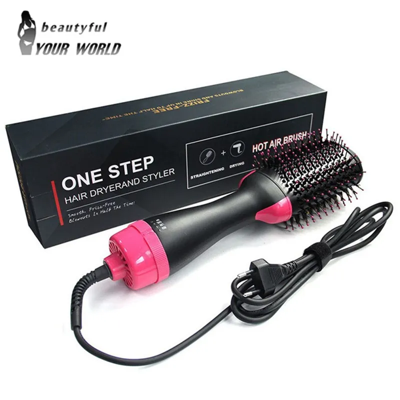 

1000W Hair Dryer Hot Air Brush Styler and Volumizer Hair Straightener Curler Comb Roller One Step Electric Ion Blow Dryer Brush
