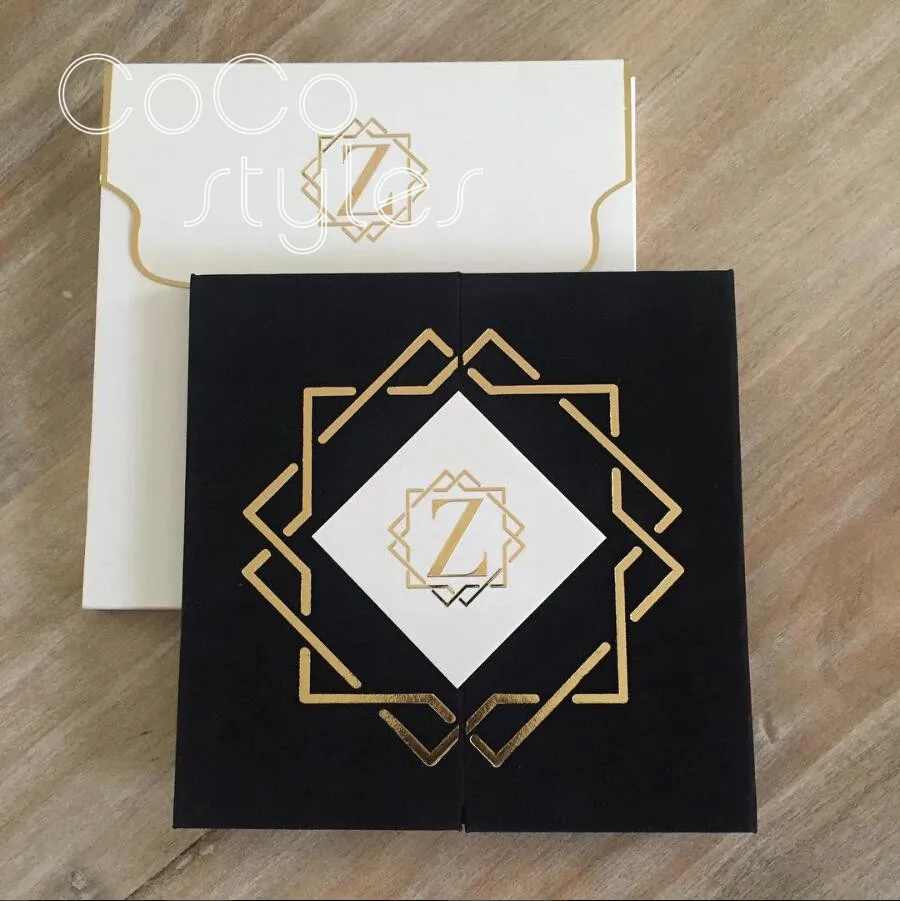 Cocostyles customized luxury black hard cover boxed invitation card with 3d envelope and tag for royal wedding invitations
Cocostyles customized luxury black hard cover boxed invitation card with 3d envelope and tag for royal wedding invitations
