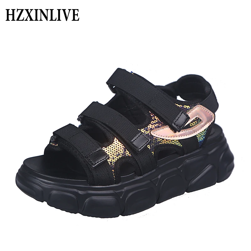 HZXINLIVE Women Sandals 2019 Summer Black Chunky Sandals Wedges Sequined Cloth Bling Plarform High Heels New Sandalias Mujer
HZXINLIVE Women Sandals 2019 Summer Black Chunky Sandals Wedges Sequined Cloth Bling Plarform High Heels New Sandalias Mujer
