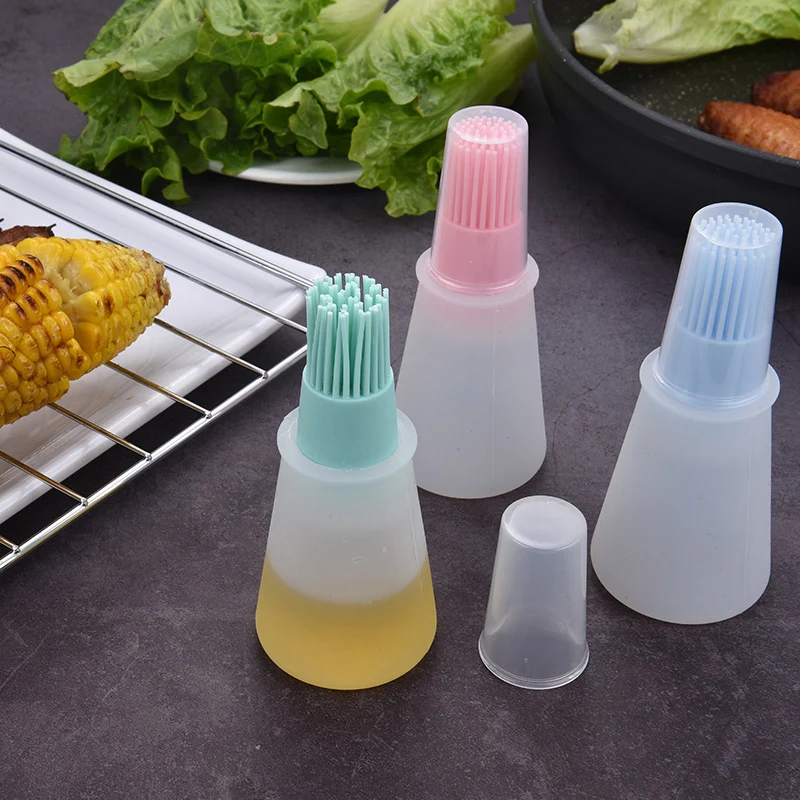 Фото Portable Silicone Oil Bottle With Brush Baking BBQ Basting Pastry Kitchen Honey barbecue Tool Gadgets | Дом и сад