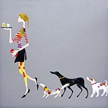 100% handmade painting dogs and young girl on oil canvas for living room decor and wallpaper
100% handmade painting dogs and young girl on oil canvas for living room decor and wallpaper