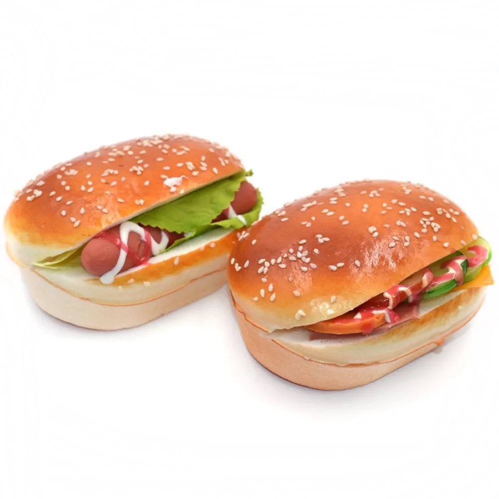 2pcs Artificial Fake Bread Hamburger Attractive Sesame Home Party Decorations Refrigerator Magnet Decorate Toy | Дом и сад