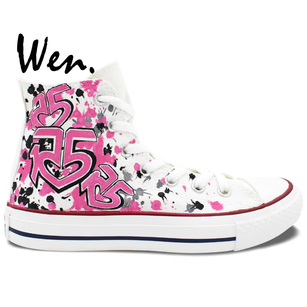 Wen Hand Painted Shoes Design Custom Pink R5 LOUDER Women Men's High Top Canvas Sneakers for Birthday Gifts
Wen Hand Painted Shoes Design Custom Pink R5 LOUDER Women Men's High Top Canvas Sneakers for Birthday Gifts