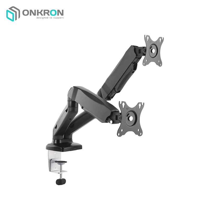 Настольный кронштейн-газлифт для двух мониторов ONKRON G160 черный | Электроника