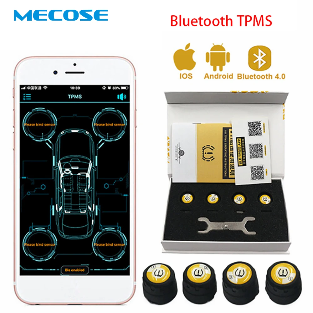 4 PCS Outer Sensors TPMS Bluetooth 4.0 Car TPMS Tire Pressure Monitoring System BLE TPMS Low Energy Alarm For Android iOS
4 PCS Outer Sensors TPMS Bluetooth 4.0 Car TPMS Tire Pressure Monitoring System BLE TPMS Low Energy Alarm For Android iOS