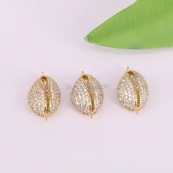 10Pcs Gold Colors Micro Pave CZ Cowrie Shell Connector For Bracelet Necklace Copper Zircon Accessory DIY Jewelry 13*22mm
10Pcs Gold Colors Micro Pave CZ Cowrie Shell Connector For Bracelet Necklace Copper Zircon Accessory DIY Jewelry 13*22mm