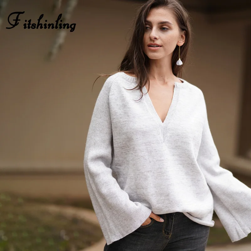 Fitshinling Korean Style Women's Sweaters Winter Pullovers V Neck Flare Sleeve Solid Basic Jumper Knitwear Pull Femme Sweater
Fitshinling Korean Style Women's Sweaters Winter Pullovers V Neck Flare Sleeve Solid Basic Jumper Knitwear Pull Femme Sweater