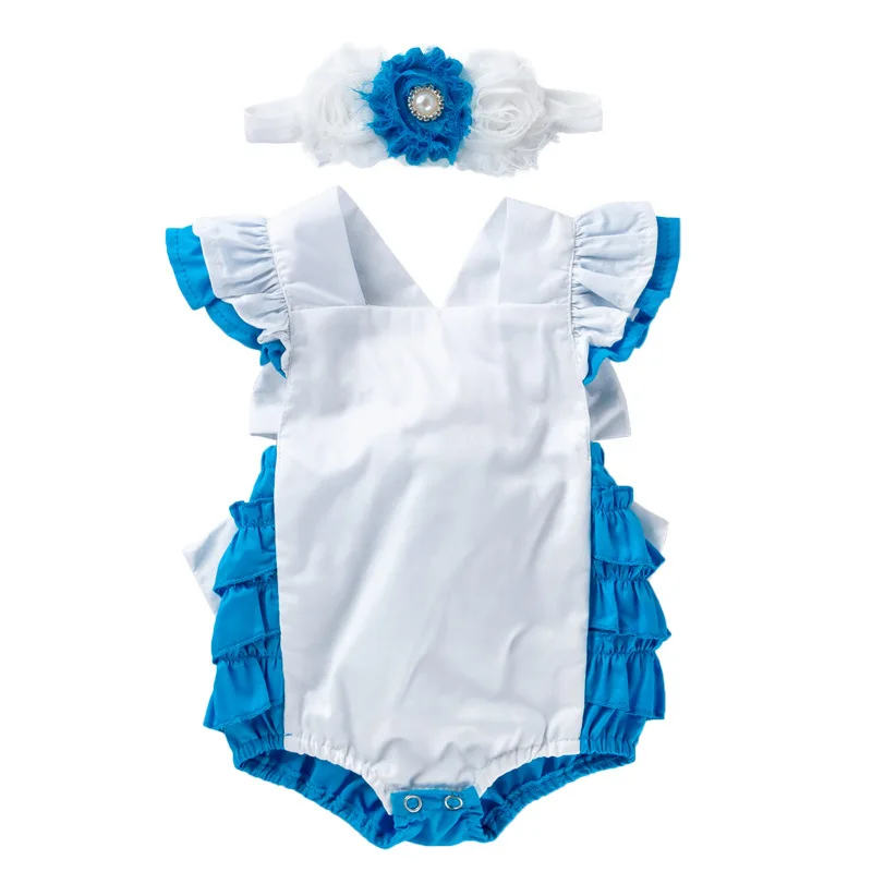 Baby Girls Sleeveless Flowers Side Simple Style Blue and White 100% Cotton Rompers+Flowers Turban 2PCS Fashion Summer Rompers
Baby Girls Sleeveless Flowers Side Simple Style Blue and White 100% Cotton Rompers+Flowers Turban 2PCS Fashion Summer Rompers
