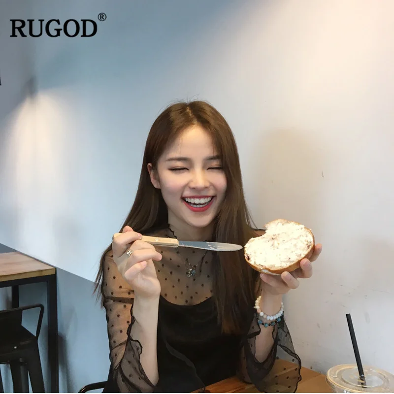 RUGOD Vintage women spotted lace blouses transparent black vest flare sleeves casual sweet 2 two pieces fashion women tops
RUGOD Vintage women spotted lace blouses transparent black vest flare sleeves casual sweet 2 two pieces fashion women tops