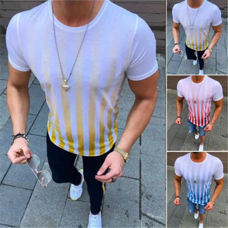 2019 Brand New Style New Mens Short Sleeve Slim Fit Casual Tops Stripe Clothing Muscle
2019 Brand New Style New Mens Short Sleeve Slim Fit Casual Tops Stripe Clothing Muscle