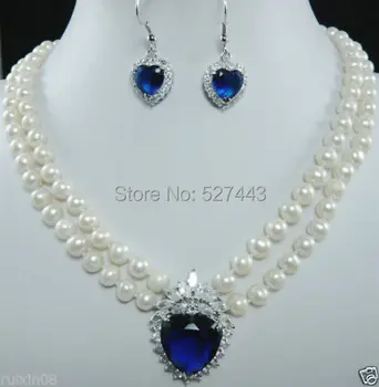 Wholesale free shipping >>Genuine white freshwater pearl necklace & blue earring
Wholesale free shipping >>Genuine white freshwater pearl necklace & blue earring