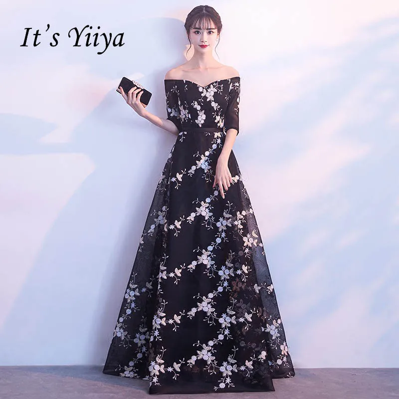 It's YiiYa Black Backless Half Sleeves Floral Draped Elegant Lace Up Tulle Party Formal Dress Floor Length Evening Dress LX068
It's YiiYa Black Backless Half Sleeves Floral Draped Elegant Lace Up Tulle Party Formal Dress Floor Length Evening Dress LX068