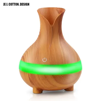 

Portable Vase Air Humidifier Wood Grain 300ML Aromatherapy Diffuser Ultrasonic with Colorful LED Light USB Essential Oil Aroma