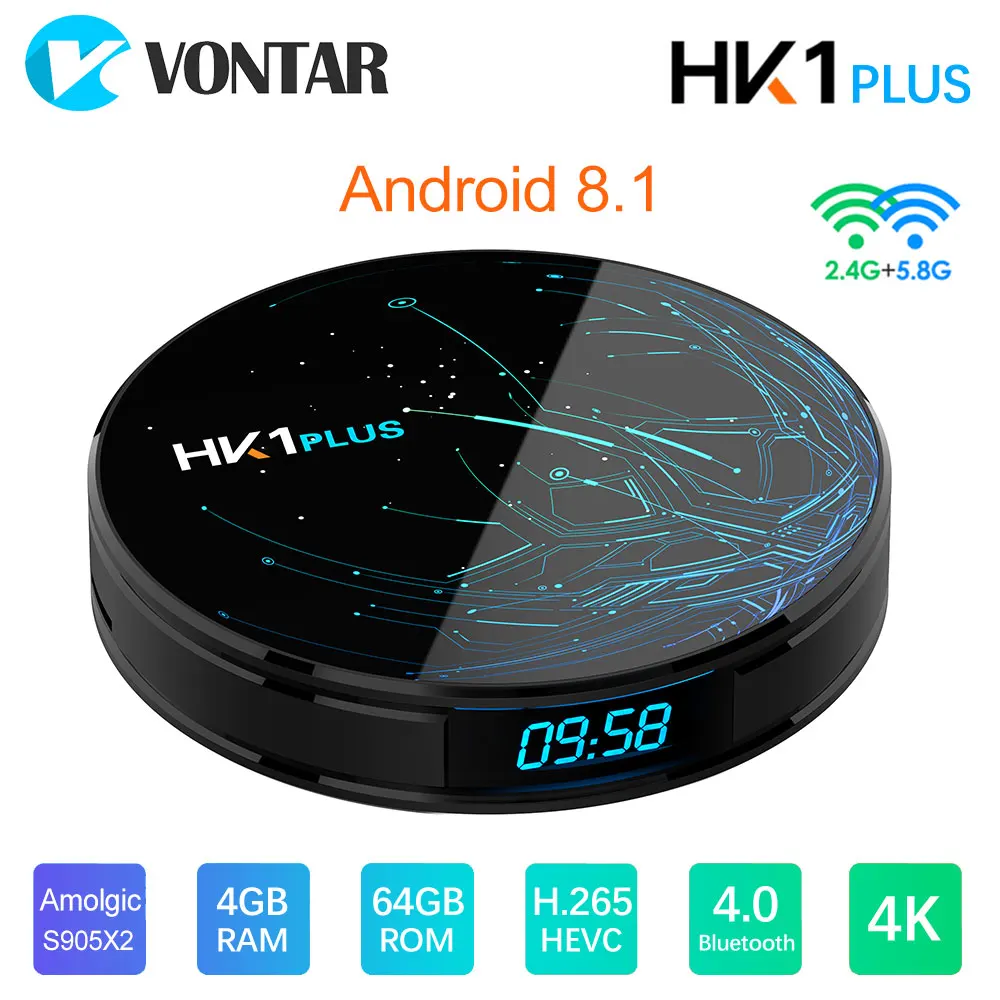 

HK1 Plus 4GB 64GB Android 9.0 Smart TV BOX Amlogic S905X2 Quad Core Wifi BT4.0 H.265 4K Netflix Youtube Google Play Media player