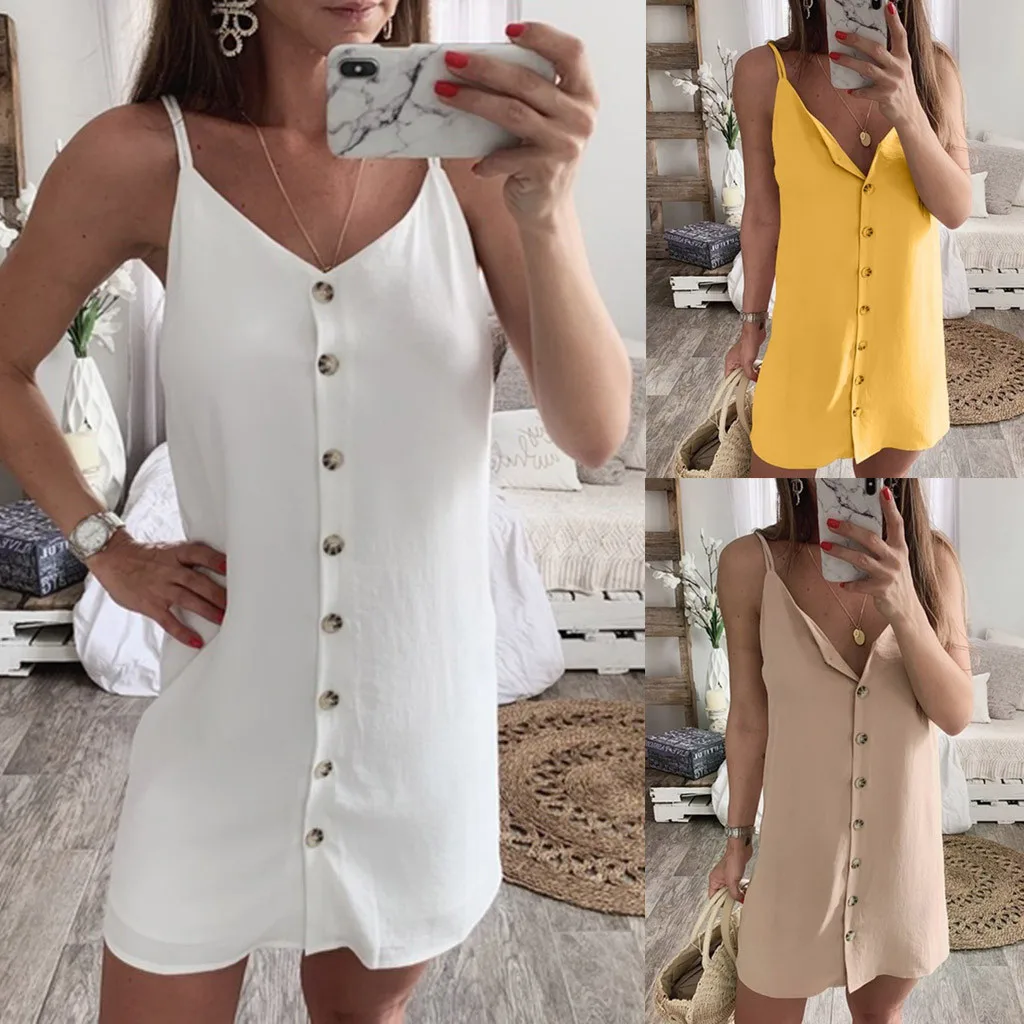 2019 New Hot Womens Sexy Buttons Opening V-Neck Chiffon Sleeveless Bandage Beach Mini Dress Vestidos Plus Size
2019 New Hot Womens Sexy Buttons Opening V-Neck Chiffon Sleeveless Bandage Beach Mini Dress Vestidos Plus Size