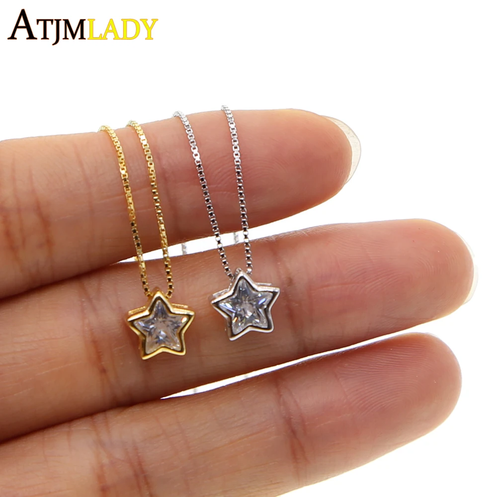 925 sterling silver bezel cz stone necklace dazzle star stone solitaire cz cubic zirconia delicate dainty box chain Diy Jewelry
925 sterling silver bezel cz stone necklace dazzle star stone solitaire cz cubic zirconia delicate dainty box chain Diy Jewelry
