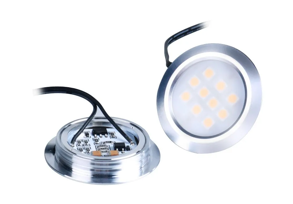 LED Under Cabinet Light Round Closet Shelf Lighting Under Kitchen Cupboard Lamps 220V Counter Showcase Bookshelf Exhibition Lamp7