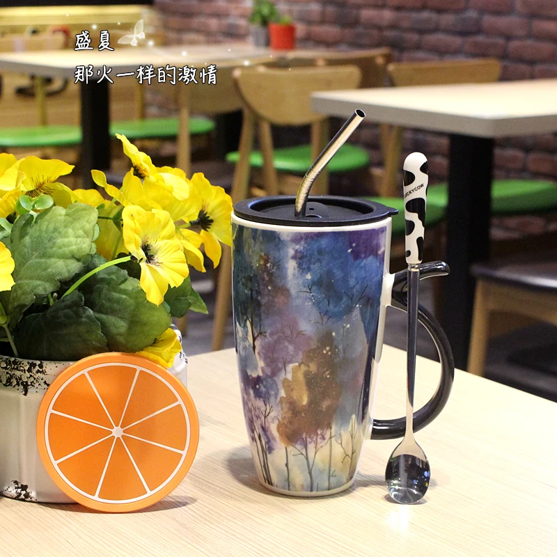 Korean version Creative Four Seasons Landscape Mug Office Covered spoon Large capacity Ceramic Cup Female Student Drinking cup
Korean version Creative Four Seasons Landscape Mug Office Covered spoon Large capacity Ceramic Cup Female Student Drinking cup