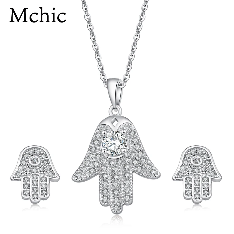 Mchic Trendy CZ Fatima Hand Palm Zirconia Jewelry Set Statement Charm Bling Pendant Necklace Earrings Women Silver 925 jewelry
Mchic Trendy CZ Fatima Hand Palm Zirconia Jewelry Set Statement Charm Bling Pendant Necklace Earrings Women Silver 925 jewelry