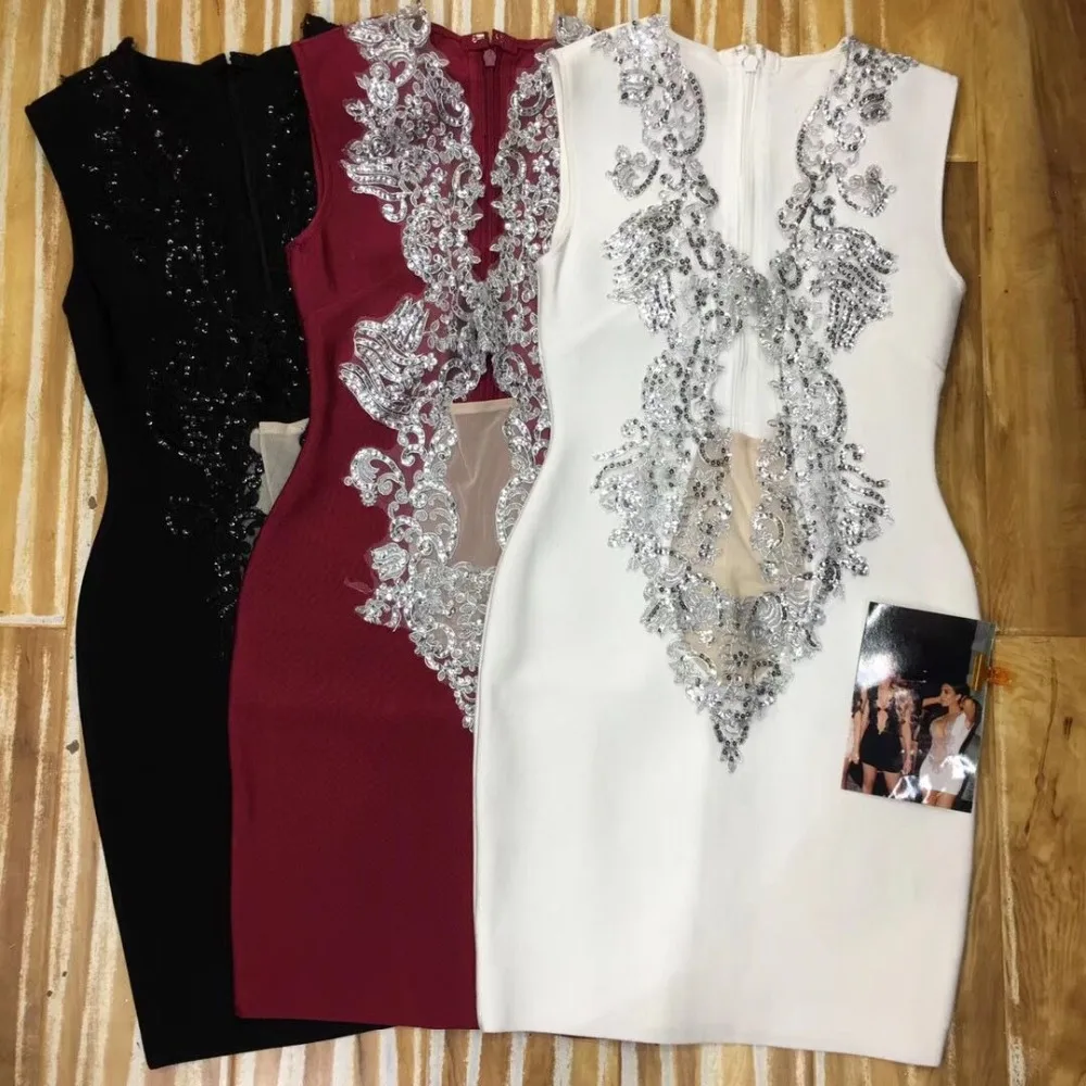 3 Colors Ladies Sexy White Black Wine Rayon Bodycon Bandage Dress Women Designer Elegant Sequins Party Dress
3 Colors Ladies Sexy White Black Wine Rayon Bodycon Bandage Dress Women Designer Elegant Sequins Party Dress