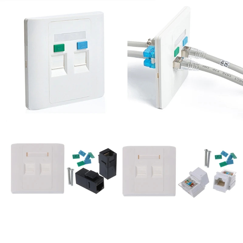 Network Tool kit 2 Ports CAT6 RJ45 Network Wall Plate With Female to Female Connector
Network Tool kit 2 Ports CAT6 RJ45 Network Wall Plate With Female to Female Connector