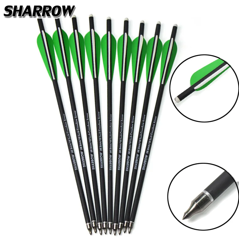 6/12/24pcs Archery 16 Inch Crossbow Arrow MIX Carbon OD8.8 mm 125 Grain Tip Point Shooting Training Accessories | Спорт и