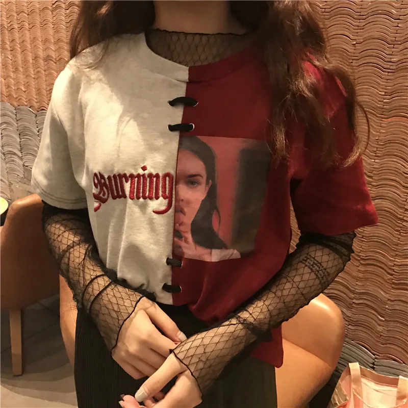 Summer Fashion Korean Chic Style Letter Embroidery T shirt Women Character Print Patchwork Tops New Loose Cotton T-shirt 64373
Summer Fashion Korean Chic Style Letter Embroidery T shirt Women Character Print Patchwork Tops New Loose Cotton T-shirt 64373
