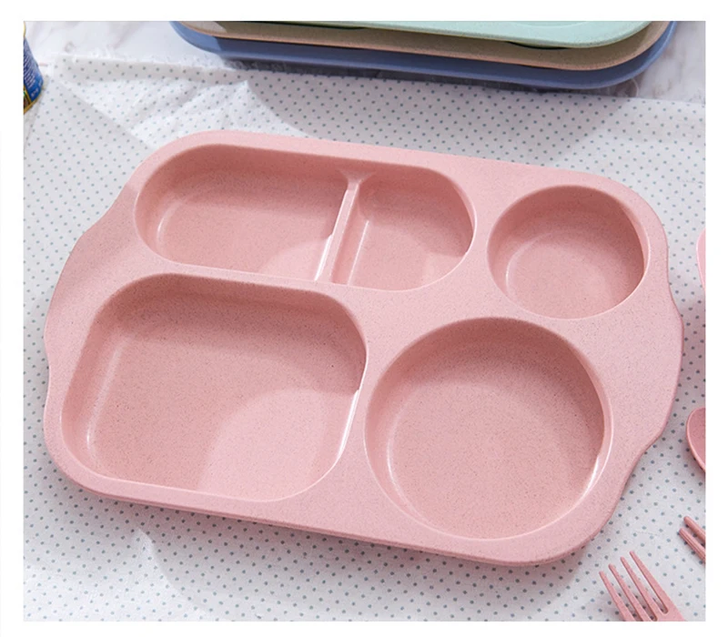 Creative Wheat Straw Children's Plate Organizer And Tableware Home Kitchen Out Picnic Portable Food Storage Green Tableware Creative Wheat Straw Children's Plate Organizer And Tableware Home Kitchen Out Picnic Portable Food Storage Green Tableware