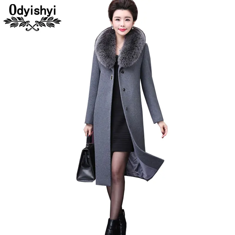 Winter Wool Coat Women Plus Size Long Outerwear Warm Fur Collar Single-Breasted Mother Elegant Slim Woolen Jackets Female HS430
Winter Wool Coat Women Plus Size Long Outerwear Warm Fur Collar Single-Breasted Mother Elegant Slim Woolen Jackets Female HS430