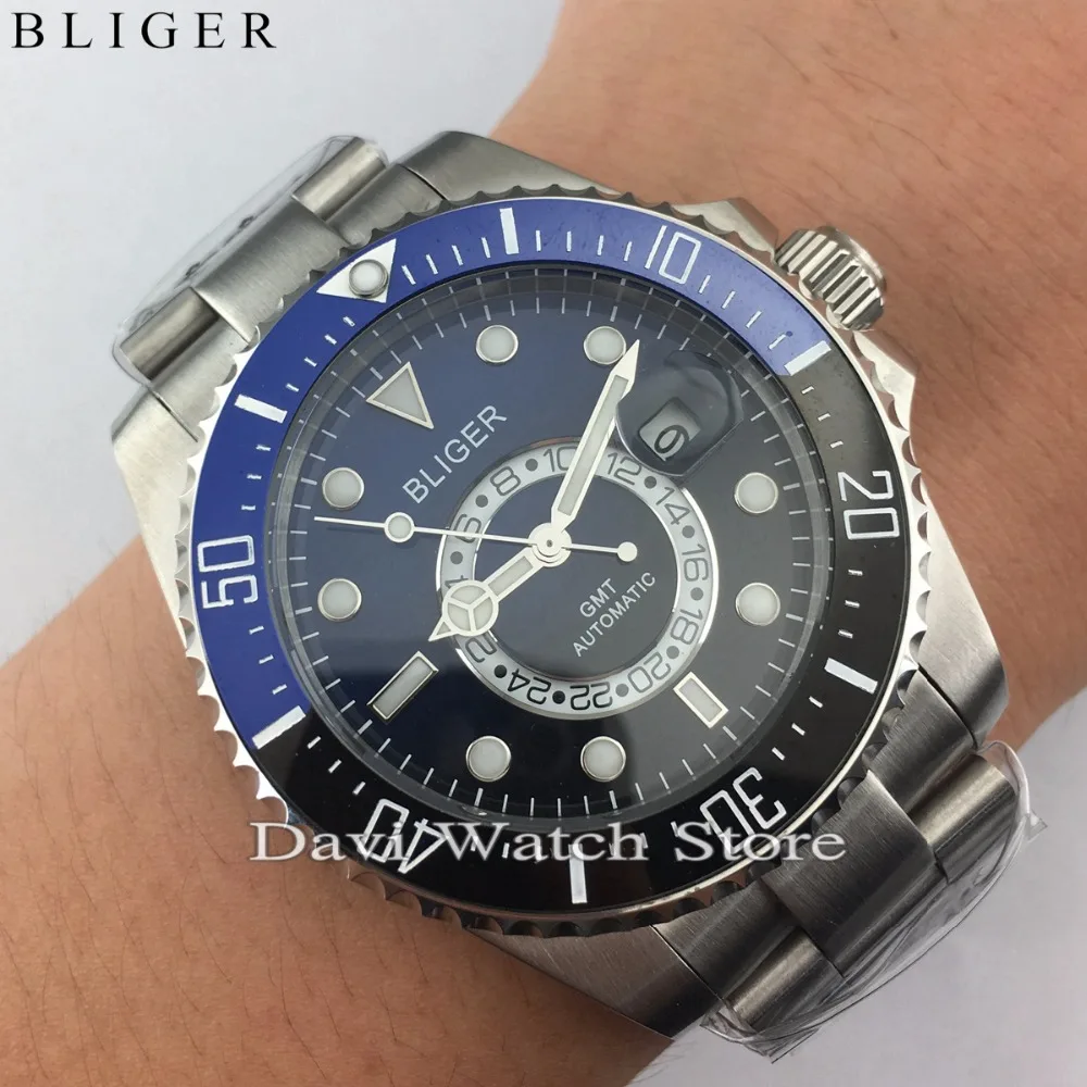 43mm Bliger Stainless Steel Case Bands Black Blue Dial Titanium/Ceramic Bezel Luminous Mechanical Mens Wristwatch
43mm Bliger Stainless Steel Case Bands Black Blue Dial Titanium/Ceramic Bezel Luminous Mechanical Mens Wristwatch