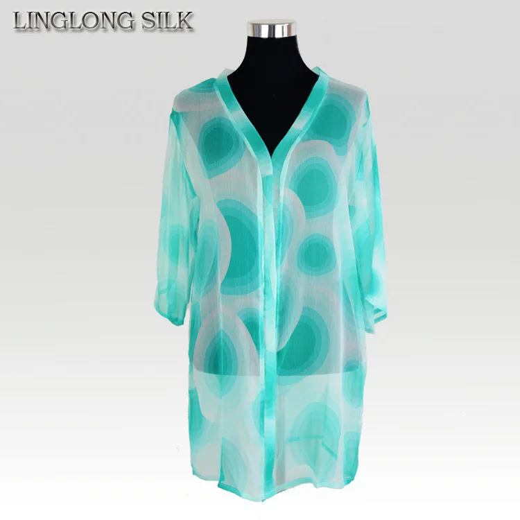 Silk Chiffon Shirt/100% Natural Silk Chiffon/New 2015 Summer Sunproof Women Shirt Free Size Floral Print Shirts
Silk Chiffon Shirt/100% Natural Silk Chiffon/New 2015 Summer Sunproof Women Shirt Free Size Floral Print Shirts