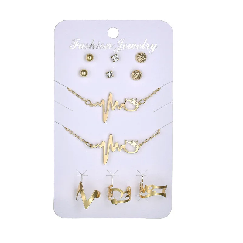 New Luxury Heartbeat Stethoscope Jewelry Set Simple Necklace Earring Bracelet Ring Set For Women Wedding Jewelry Set Gift
New Luxury Heartbeat Stethoscope Jewelry Set Simple Necklace Earring Bracelet Ring Set For Women Wedding Jewelry Set Gift