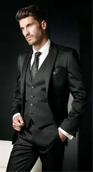 Custom Made One Button Black Groom Tuxedos Peak Lapel Groomsmen Best Man Wedding Prom Suits ( jacket+Pants+vest+tie)
Custom Made One Button Black Groom Tuxedos Peak Lapel Groomsmen Best Man Wedding Prom Suits ( jacket+Pants+vest+tie)