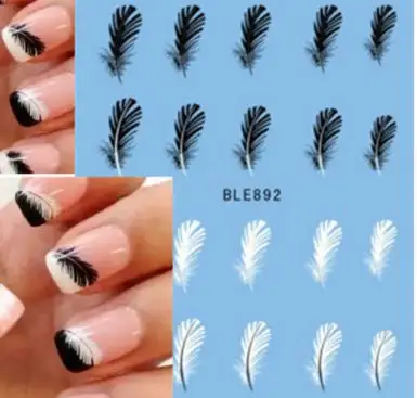 NEW 1 pcs Black & White Feather DIY Nail Art Decals Water Transfer Nail Art Stickers Wraps Foil Sticker manicure Decals Tip
NEW 1 pcs Black & White Feather DIY Nail Art Decals Water Transfer Nail Art Stickers Wraps Foil Sticker manicure Decals Tip