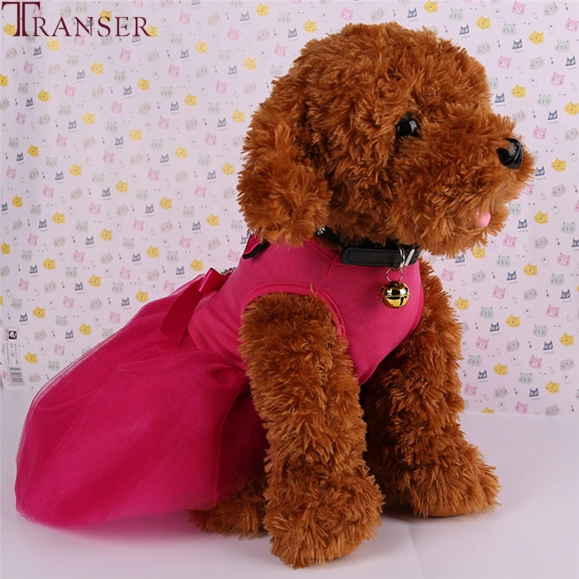 Платье для маленькой собаки Transer симпатичная Однотонная юбка принцессы с бантом