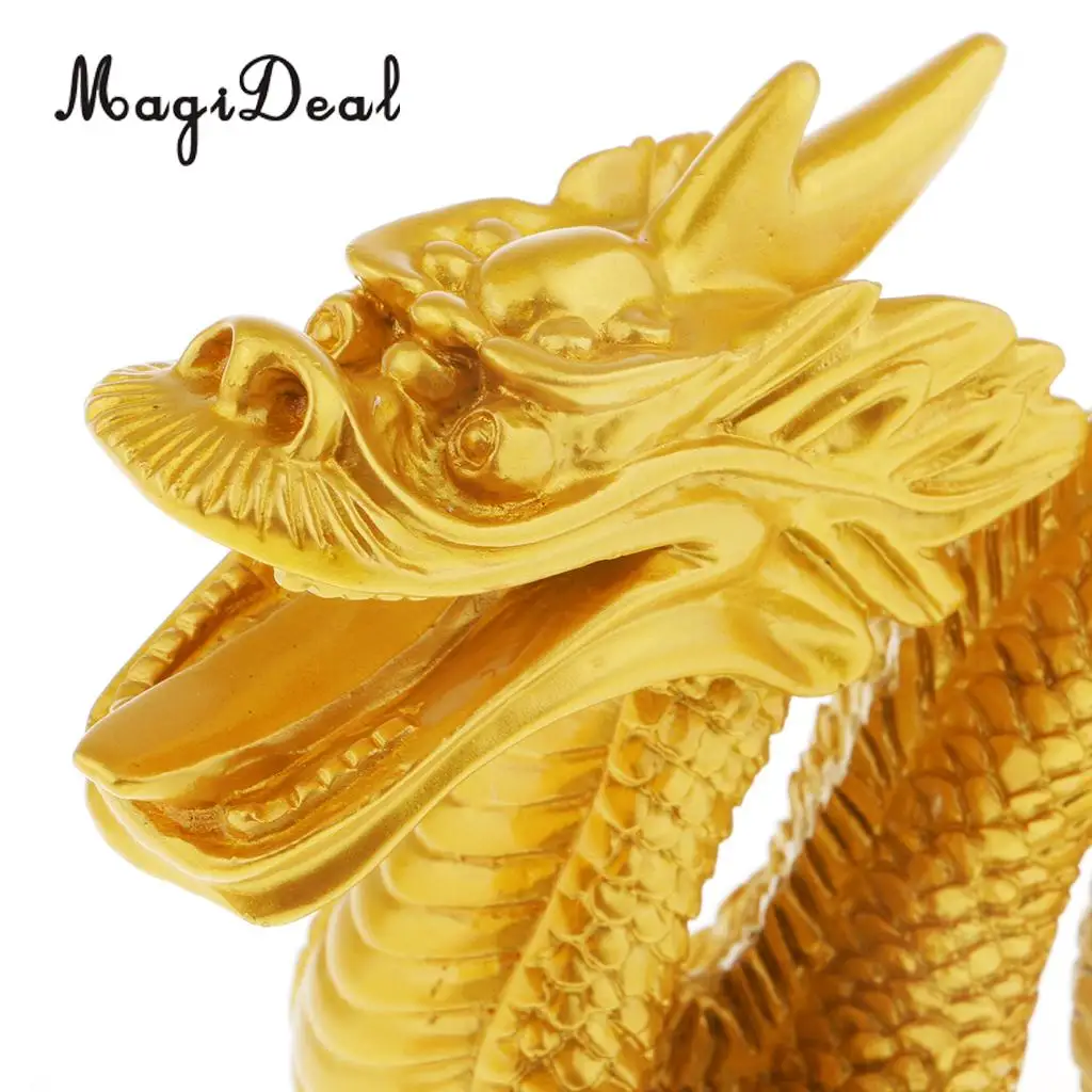 Chinese Zodiac Resin Unicorn Dragon Figurine Hand Painted Gold Home Ornaments Gold