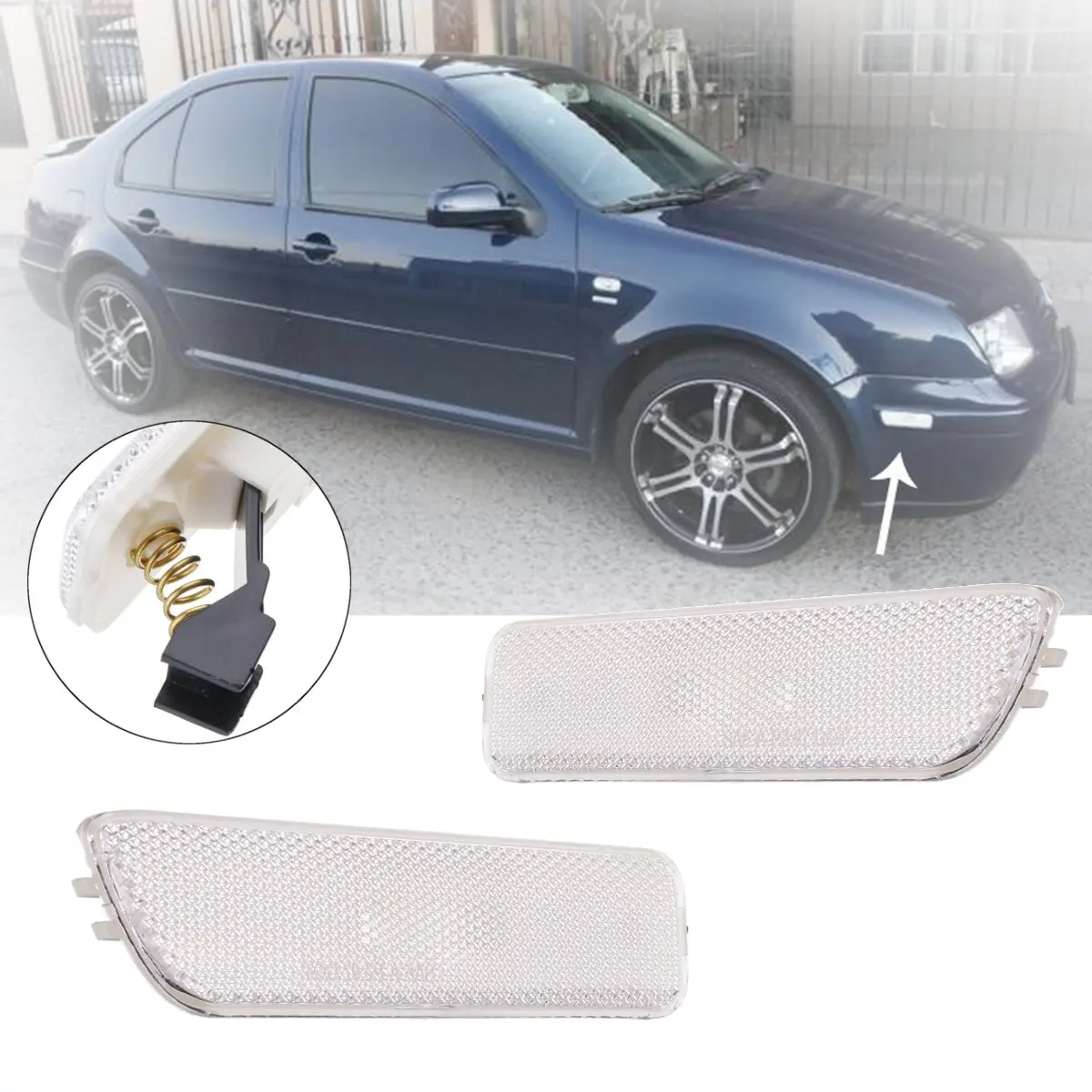 Pair White Front Bumper Side Lights For VW/ for Golf for Jetta Bora MK4 1999 2000 2001 2002 2003 20004 2005 Car light styling
Pair White Front Bumper Side Lights For VW/ for Golf for Jetta Bora MK4 1999 2000 2001 2002 2003 20004 2005 Car light styling