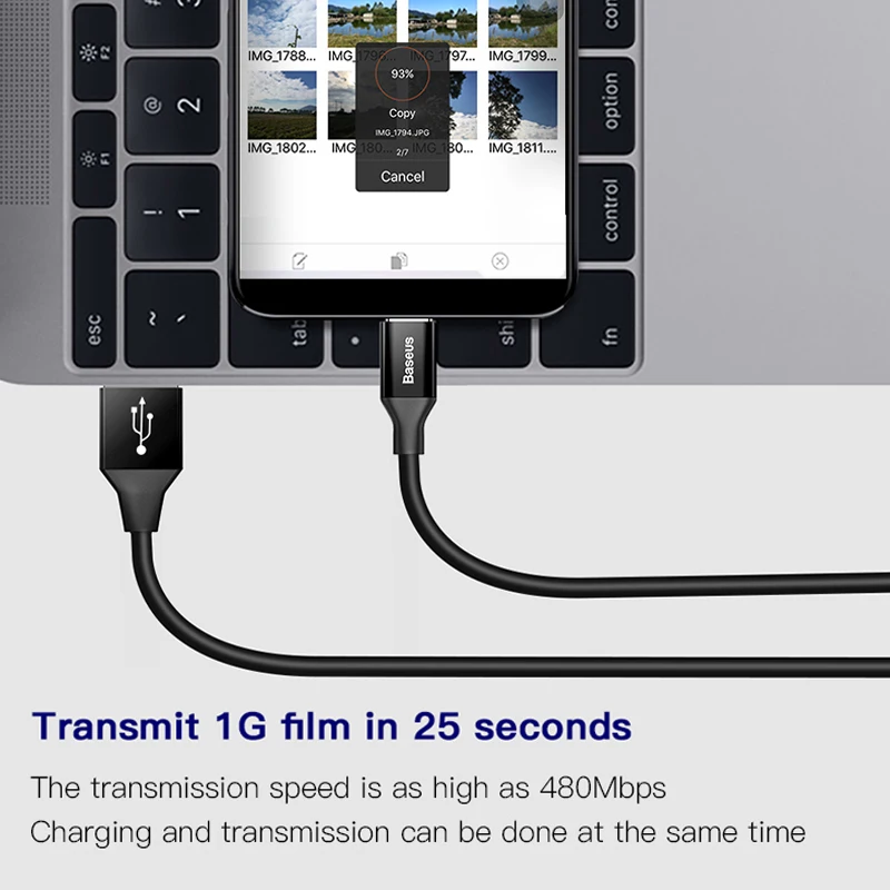 USB кабель для быстрой зарядки Baseus зарядный Samsung Xiaomi телефонный передачи данных 1 м