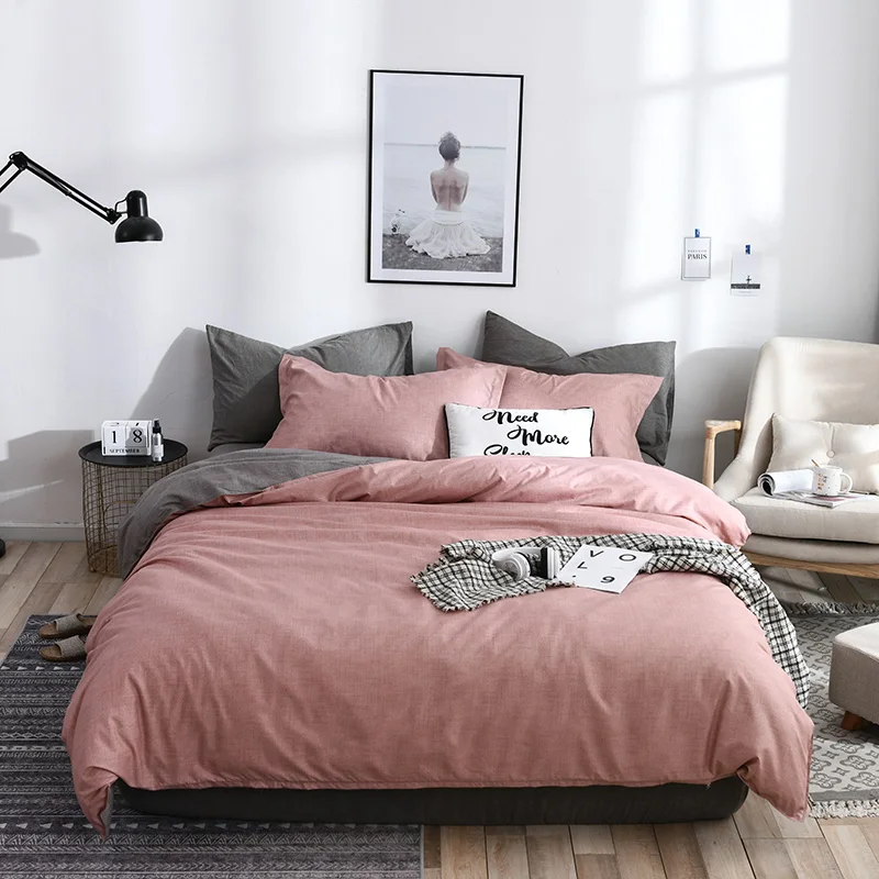 2019 New Ins Bedding Set Cotton Solid Plaid AB Side Brife Modern Bed Comforter Twin Queen King Size 3/4pcs Duvet Cover Sheet Set
2019 New Ins Bedding Set Cotton Solid Plaid AB Side Brife Modern Bed Comforter Twin Queen King Size 3/4pcs Duvet Cover Sheet Set