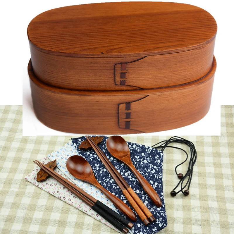 Wooden Dinnerware Set Two Layers Bento Box Natural Painting Sushi Box Food Container With Spoon Chopsticks and Rack Set
Wooden Dinnerware Set Two Layers Bento Box Natural Painting Sushi Box Food Container With Spoon Chopsticks and Rack Set