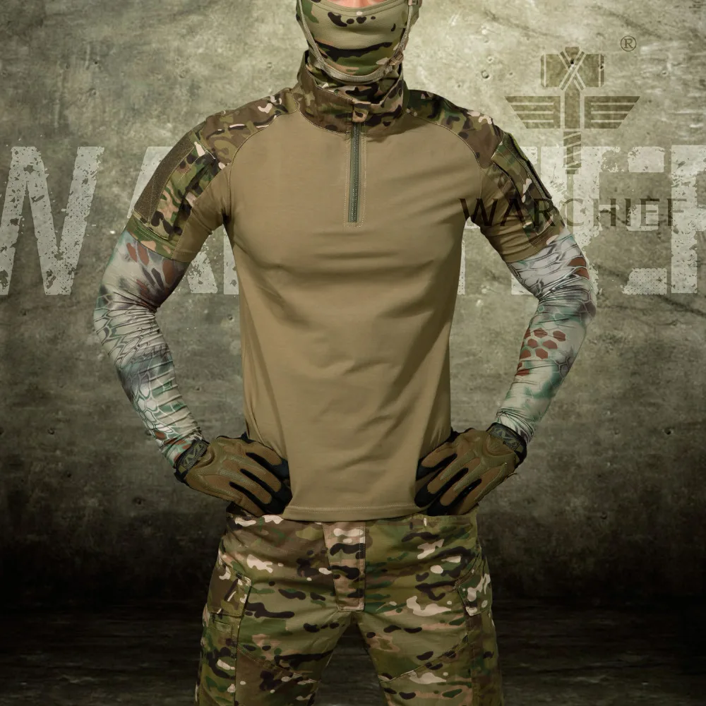 Male Camouflage T Shirts Army Combat Tactical T Shirt Military Men Long