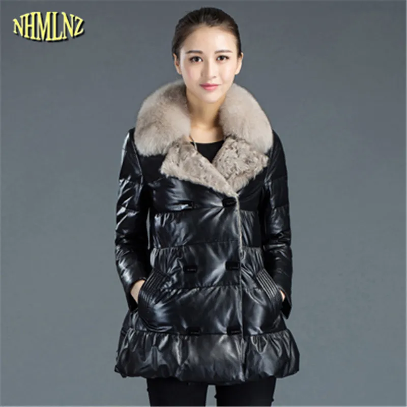 2019 New Women Winter Genuine Leather Coat Long sleeve Fox Fur collar Slim Fashion Warm Women Coat High quality Big yards WUN659
2019 New Women Winter Genuine Leather Coat Long sleeve Fox Fur collar Slim Fashion Warm Women Coat High quality Big yards WUN659
