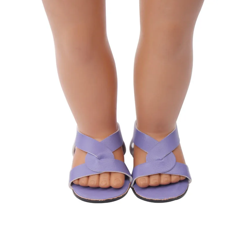Dolls shoes American Summer Sandal PU shoe baby toys fit 18 inch Girl and 43 cm baby doll accessories (23)