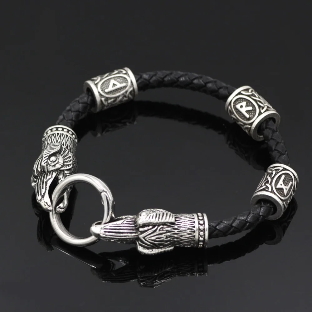 Nordic Viking Leather Bracelet Viking Pearl Raven Head Bracelet Silver Viking Jewelry Men Fashion Gifts
Nordic Viking Leather Bracelet Viking Pearl Raven Head Bracelet Silver Viking Jewelry Men Fashion Gifts
