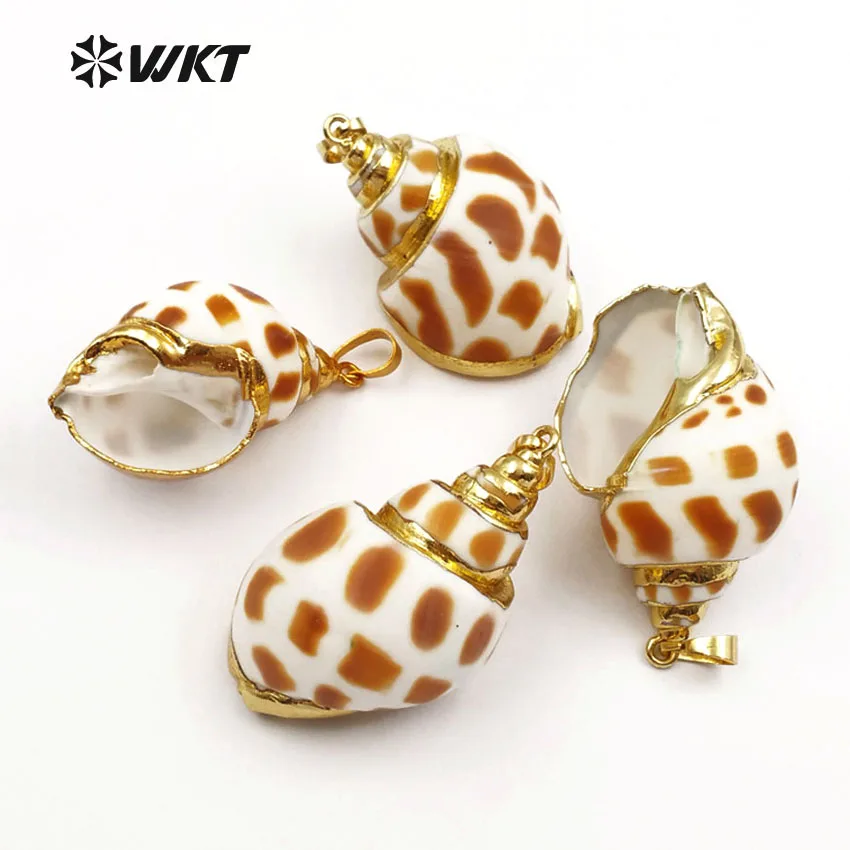 WT-P319 Wild Coast Jewelry Pendant Natural Trumpet Shell With Gold Trim Pendant For Women Sea Side Jewelry
WT-P319 Wild Coast Jewelry Pendant Natural Trumpet Shell With Gold Trim Pendant For Women Sea Side Jewelry