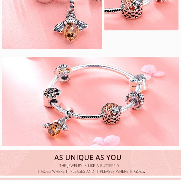 Silver Bee & Daisy Yellow Style Charm Bracelet For Women Silver Bee & Daisy Yellow Style Charm Bracelet For Women