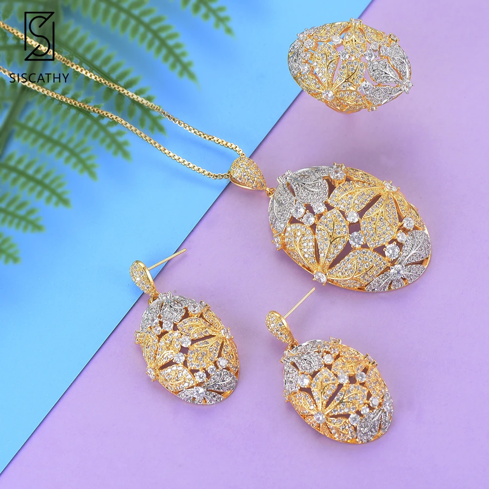 SISCATHY Women Wedding Necklace Stud Earrings Resizable Ring Jewelry Sets Full Cubic Zirconia Inlaid Jewelry ethiopian jewelry
SISCATHY Women Wedding Necklace Stud Earrings Resizable Ring Jewelry Sets Full Cubic Zirconia Inlaid Jewelry ethiopian jewelry